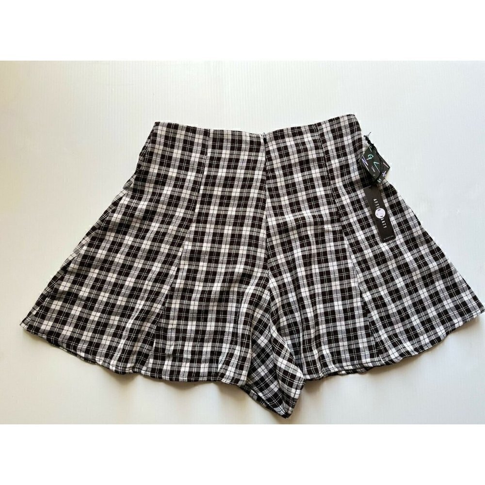 After Party Vintage Womens Black Plaids Flutter High Waisted Shorts Size S - Picture 12 of 12